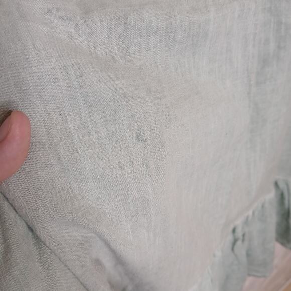 Bai Li Pastel Green Eyelet Embroidered Oversize Dress Womens L/XL Lagenlook Boho - Picture 4 of 14